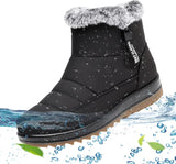 NEW Boots for Women Fashion Side Zipper Low Chunky Heel Snowproof Cotton Shoes Anti Slip Waterproof Boot, Brown, Sz 6.5, Retails $50