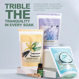 NEW Spa Luxetique Bath Salts for Women, 3 x 454g(16oz) Bath Salts Set, Epsom Salts for Soaking with Tea Tree Oil and Wooden Spoon, Lavender, Vanilla, Coconut Lime Nourishing, Daily Use, Bathing, Spa, Gifts for Birthday, Mothers Day