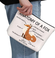 NEW G2TUP Fox Lover Gift Anatomy Of A Fox Makeup Bag Fox Owner Cosmetic Bag Fox Themed Gift Fox Fan Gift Fox Animal Travel Toiletry Bag, Anatomy Of A Fox White Bag