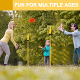 NEW Teamaze Flying Disc Game Set, Height Adjustable Disc Toss Game with Bottle, Score Tracker, Bottle Bash Game Set Bottle Drop Yard Games for Family Adult & Kid Outdoor Yard Lawn Beach