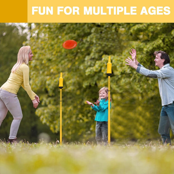 NEW Teamaze Flying Disc Game Set, Height Adjustable Disc Toss Game with Bottle, Score Tracker, Bottle Bash Game Set Bottle Drop Yard Games for Family Adult & Kid Outdoor Yard Lawn Beach