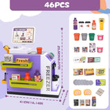 NEW Pretend Play for Toddlers Supermarket playset for Kids Kids Cash Register with Scanner, Play Food,Play Money for Kids.Kids Grocery Store playset-48PCS, Toy Cash Register for Kids Ages 4-8(Purple)