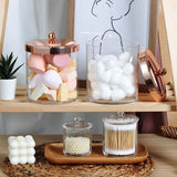 NEW Retails $46, SheeChung 50oz Large Apothecary Jar with Rose Gold Rust-Proof Lid - Shatterproof Plastic Laundry Pods Container - Chic Rose Gold Bathroom & Vanity Storage Organizer for Scent Beads, Salts