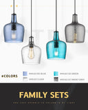 NEW Retails $80, AUTELO Pendant Light Fixtures, Blue Hammered Pendant Lights Kitchen Island, 8" Modern Glass Pendant Light in Matte Black Finish, Hanging Light for Kitchen Island, Dining Room, H9163 BU