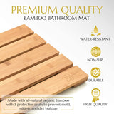 NEW Retails $50, Signature Living Bamboo Bath Mat for Bathroom, Outdoor Shower, Spa (19.7” x 13” x 1.3”) Anti-Slip Wood Shower Mat - Protective, Water-Resistant Coating