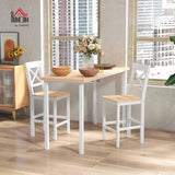 NEW IN BOX! Retails $166, HOMCOM Bar Stools Set of 2, Farmhouse Counter Height Barstools, Solid Wood Bar Chairs with Cross Back and Footrest for Kitchen, Natural (2 STOOLS ONLY)