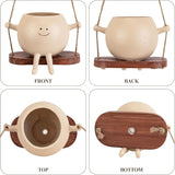 NEW Cute Round Face Planter Pot on a Swing! Hanging Planters for Indoor Outdoor Wall Plants with Drainage Cute Resin Flower Head Plant Pots for Succulent Cactus PLANT NOT INCLUDED