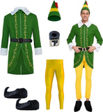 NEW Buddy The Elf Costume Mens Christmas Elf Costume Cosplay Full Set Holiday Party Costumes, Adults, Sz L, Retails $79+