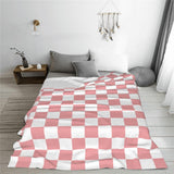NEW Rosy White Checkerboard Throw Blanket Soft Cozy Plush Warm Fleece Blanket for Sofa Couch Bed 60"X50"