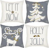 NEW Halomoon Christmas Pillow Covers Set of 4 for Christmas Decoration Winter Throw Pillow Cover Christmas Decor (18x18, Let It Snow & Holly Jolly)