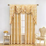 NEW Retails $117, ELKCA Luxury Golden Jacquard Curtains Set for Bedroom European Style Window Curtain for Living Room, Grommet Top, 2 Panels (Damask-Golden, 52" W x 104" L)