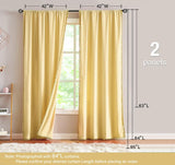 NEW Retails $70, Yellow Velvet Curtains for Living Room 42X95" Each Panel Soft Luxury Window Drapes Pom Pom Fringe Curtain Panels Decorative Cotton Feel Soft Curtains for Kids Room 2 pc, Yellow