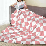 NEW Rosy White Checkerboard Throw Blanket Soft Cozy Plush Warm Fleece Blanket for Sofa Couch Bed 60"X50"