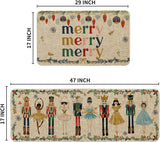 NEW Artoid Mode Watercolor Nutcrackers Merry Christmas Non Slip Kitchen Runners Set of 2, Low-Profile Kitchen Rugs - 17x29 and 17x47 Inch