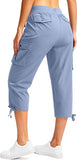 NEW Soothfeel Women's Cargo Capris Pants with 6 Pockets Lightweight Quick Dry Travel Hiking Summer Pants for Women Casual, Stone Blue, Sz XL