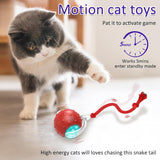 NEW Alikofo Interactive Cat Toys Ball for Indoor Cats Fast Rolling on Carpet, Chirping & Motion Activate Cat Toys (Red)