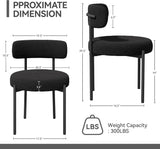 NEW IN BOX Retails $180, Nalupatio Dining Chairs Set of 2, Round Boucle Dining Room Chairs with Curved Backrest & Thick Cushion, Mid-Century Modern Upholstered Teddy Fabric Kitchen Side Chairs with Metal Legs, Black