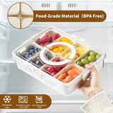 NEW Snackle Box Container, Divided Clear Snack Box Serving Tray With Lid and Handle, 8-Compartment Snack Tray, Portable Travel Snack Container, Perfect for Parties, Travel, and Picnics (1 Pack)