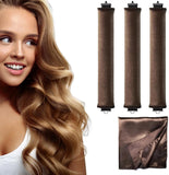 NEW Heatless Hair Curler, Heatless Curls Overnight Blowout Headband Rods, No Heat Velvet Jumbo Flexi Rods to Sleep in, Heatless Jumbo Flexi Soft Curling Rods for All Hair Types 4pcs brown