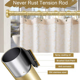 NEW Retails $45, YNL Gold Shower Curtain Rod 32-80 Inch(2.7-6.6ft), Non Slip, Never Rust, No Drill Stainless Steel Spring Tension Shower Rod, Telescoping Curtain Rod for Bathroom Window Living Room