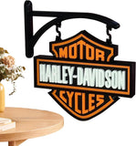 NEW Harley-Davidson Sign Wall Decor Harley-Davidson Embossed Double Sided Sign for Business Room Lightweight Gift Easy Installation Harley Logo Wall Decor, 9-10in w/ Hanger, Hooks not included