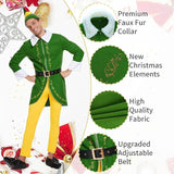 NEW Buddy The Elf Costume Mens Christmas Elf Costume Cosplay Full Set Holiday Party Costumes, Adults, Sz L, Retails $79+