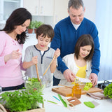 NEW Leking 8 Pcs Wooden Kitchen Knife Set for Kids - Includes Safe Knives, Serrated Plastic Knives, Potato Slicers, Sandwich Cutter, Peeler and Cutting Board
