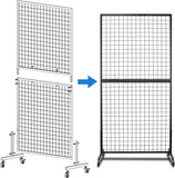 NEW Retails $300, Assembled Grid Wall Panels, 2 Packs 3'x 6' Grid wall Panels Stand with T-Base, Black Wire Gridwall Display Rack, Craft Show Display Rack, Art Gridwall Display Stand