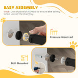 NEW Retails $86, PawHut 29"-58" Wide Pet Gate with Door Dog Gate and Barrier Indoor for Stairs Includes 7", 8", 12" Extensions Kit, 30 Inch Tall Pressure-Mounted Safety Gate, Black
