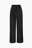 NEW Micas Draped Wrap Straight Leg Suit Pants, Black, Sz M