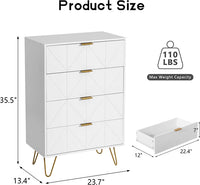 NEW Assembled ShipitFurniture White 4 Drawer Chest: Spacious and Modern Storage Solution - Retails $321 USD