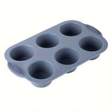 NEW 1pc/1 Set, Silicone Muffin Pan, Non-Stick Baking Cupcake Pan, Pudding Mold, Oven Accessories, Baking Tools, Kitchen Gadgets, Kitchen Accessories, Grey (6 Cavities)