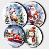 NEW Aihonmin Deer Stove Burner Covers, Snowman Gas Stove Burner Covers Set of 4,8 Inch& 10 Inch Stove Top Covers for Electric Stove Metal Stove Cover Gas Stove Top Covers, Kitchen Decor, Cooktop Decorative