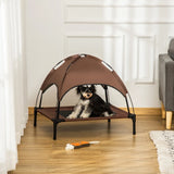 NEW Retails $90, PawHut Elevated Dog Bed with Canopy, Portable Raised Dog Cot for M Sized Dogs, Indoor & Outdoor, 30" x 24" x 29", Coffee