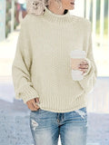 NEW Solid Mock Neck Pullover Sweater, Casual Loose Long Sleeve Lightweight Sweater, Beige, Tag says XXL Fits like a Sz L, Retails $102