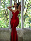 NEW Backless Spaghetti Strap Dress, Sexy V Neck Solid Bodycon Party Club Dress, Women's Clothing - Sz M - Retails $58+