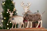 NEW Giftcraft 2pcs Reindeer Christmas Decorations, Brownie and Snowball Christmas Reindeer Figurines, Christmas Decor, Wood & Faux-Fur Reindeer Decor, 13” Large Reindeer Decor with Wood Base