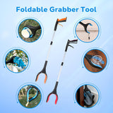 NEW Grabber Reacher Tool - 32” Extra Long Foldable Gripper and Reaching Tool - Heavy Duty Pick Up Stick Grabbers for Seniors, Trash, Surgery Recovery Must Haves Gifts (Orange)