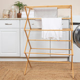 NEW Household Essentials Tall Indoor Folding Wooden Clothes Drying Rack | Dry Laundry and Hang Clothes | Bamboo, Retails $109