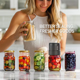NEW Mason Jar Vacuum Sealer Kit, Upgraded Dual-Head Auto-Stop Mason Sealer, Fits Wide & Regular Mouth Jars | Quiet, Portable & Rechargeable for Food Storage, Fermentation, Canning Easy & Save Time