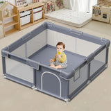NEW Baby Playpen Play Yard 50x50 Inch, Playpen for Babies and Toddlers, Baby Play Pen Pin Indoor Play Fence, Without MAT Included, Grey