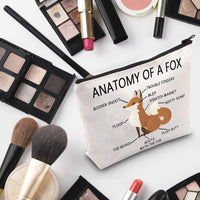 NEW G2TUP Fox Lover Gift Anatomy Of A Fox Makeup Bag Fox Owner Cosmetic Bag Fox Themed Gift Fox Fan Gift Fox Animal Travel Toiletry Bag, Anatomy Of A Fox White Bag