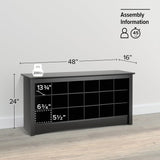 NEW Retails $165 Prepac BSS-4824 Shoe Storage Cubbie Bench, Black