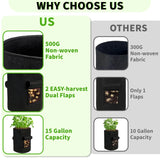 NEW Retails $40, SYITCUN 4 Pack 15 Gallon Potato Growing Bags, Thickened Nonwoven Fabric Grow Bags with 2 Windows & 2 Reinforced Handle, Potato Bags for Growing Potatoes, Vegetable and Fruits