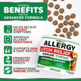 NEW Dog Allergy Relief Chews - Dog Itching Skin Relief Treatment Pills - 170 Treats - Anti-Itch Chewables - Itchy and Paw Licking - Hot Spots - Omega 3 Fish Oil - Dry Skin & Coat Supplement, BB: 03/28