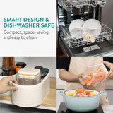 NEW Retails $40, Navaris Multifunctional Vegetable Chopper - French Fry Cutter, Food Chopper, Potato Cutter, Onion Dicer, Apple Slicer, 4 Interchangeable Blades - Dishwasher Safe - Cream