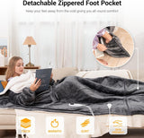 NEW Retails $150, Wearable Heated Blanket Hoodie for Women with Removable FootPocket, Electric Snuggle Heated Blankets with Sleeves Heated Robe Flannel&Sherpa Heating Throw Blanket Shawl with 9Temp for Christmas 50"x80", Grey