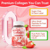 NEW Sealed Sugar-Free Hydrolyzed Collagen Peptide Filled Gummies for Women & Men, with 1500mg Protein Type I,II,III,V,X, 5000mcg Biotin Vitamin C A E D3 B6 B12 for Immune Digestion Skin Hair Nails, BB: 05/27