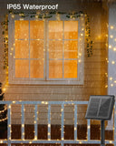 NEW Solar String Lights Outdoor Waterproof, 2 Packs Total 66FT 200 LED Solar Fairy Lights with 8 Light Modes, Solar Powered Firefly Lights Outdoor for Patio Yard Tree Garden Christmas (Warm White)