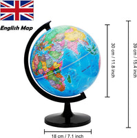 NEW EXERZ 12" (30cm) World Globe Political Map - English - Large Educational Geographic School Globe - 30cm Diameter - Retails $64+